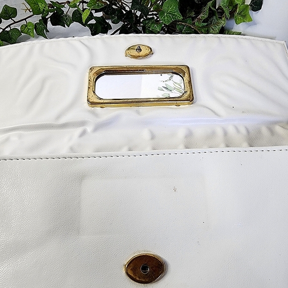 Vintage White One Snap Clutch Purse Bag - Picture 7 of 8